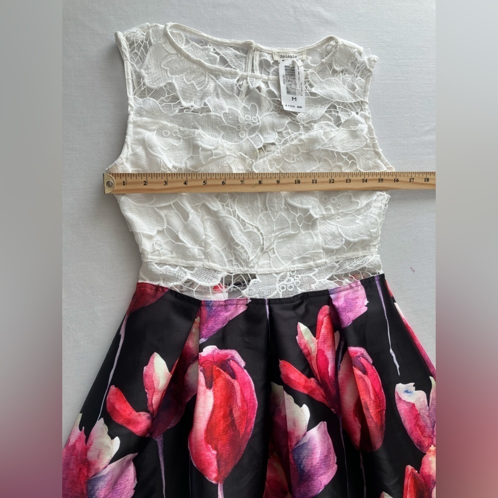 Soieblu Event Party Maxi Dress Sz M NWT Lace Cut Out Bodice Floor Length Tulips - Picture 10 of 13